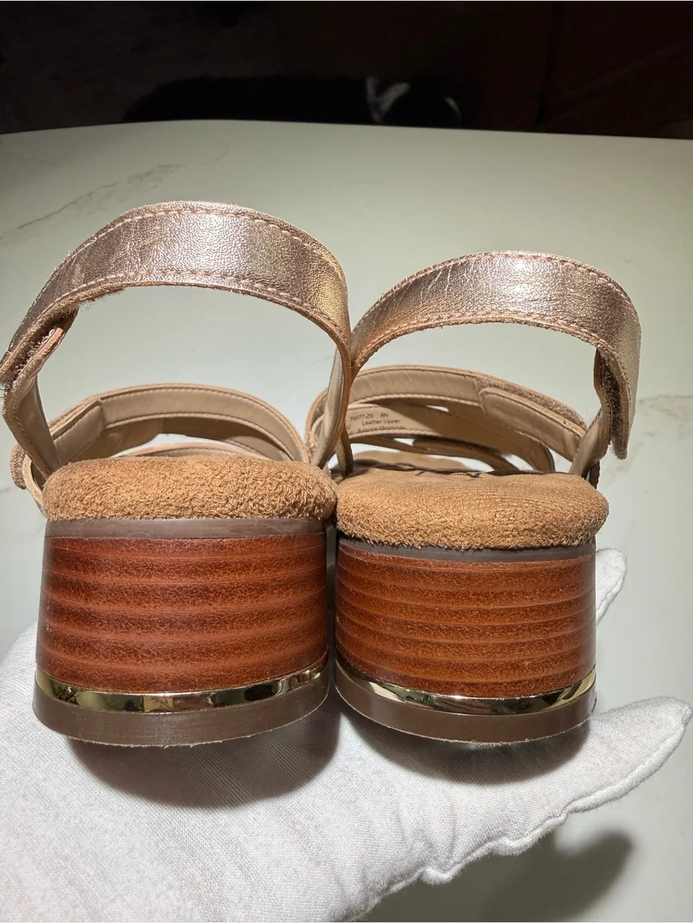 ROZ HAMMERSON Breeze Leather Sandals, Cushioned, Brown/Tan/Cream Size 9N